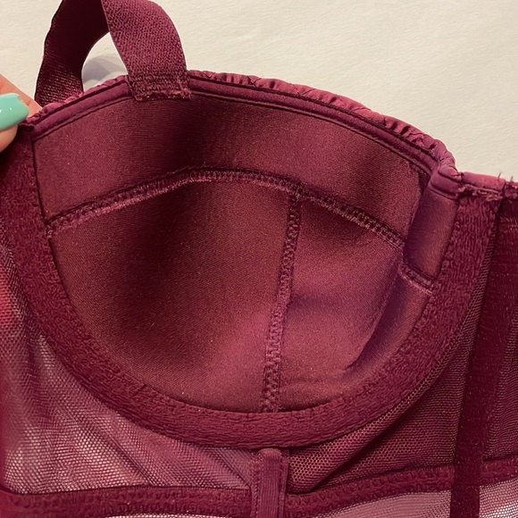 Victoria Secret VERY SEXY lined BLACONET satin mesh BRA merlot wine color 34B - Picture 10 of 15